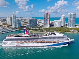 Carnival Sunrise cruise ship sailing out of Miami