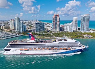 Carnival Sunrise cruise ship sailing out of Miami