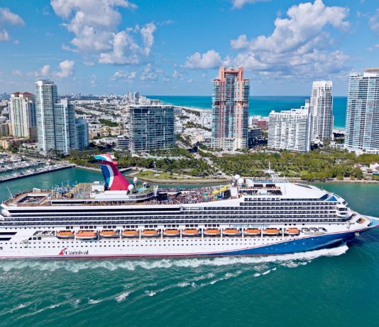 Carnival Sunrise cruise ship sailing out of Miami