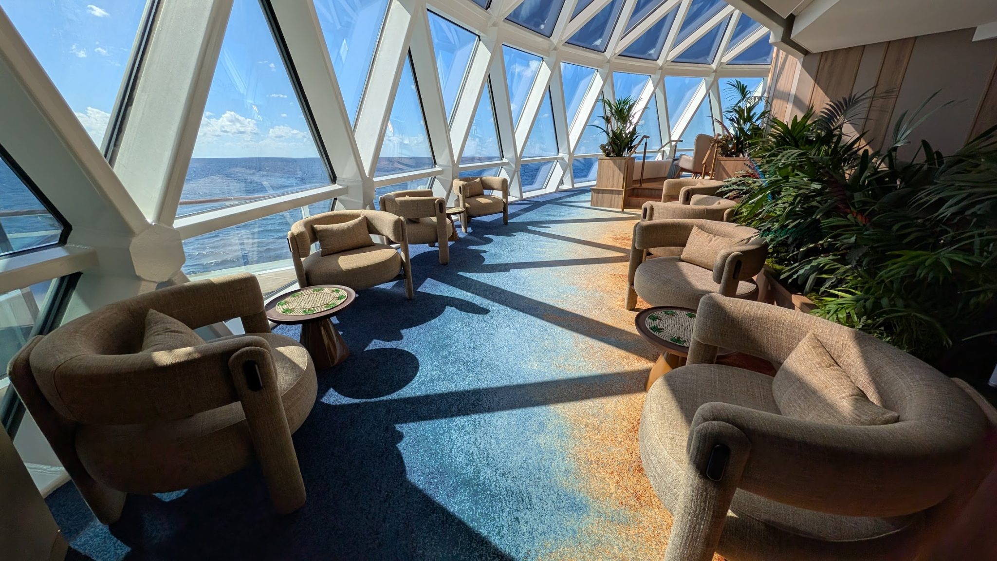 Seating around ramp at Bazaar on Celebrity Xcel