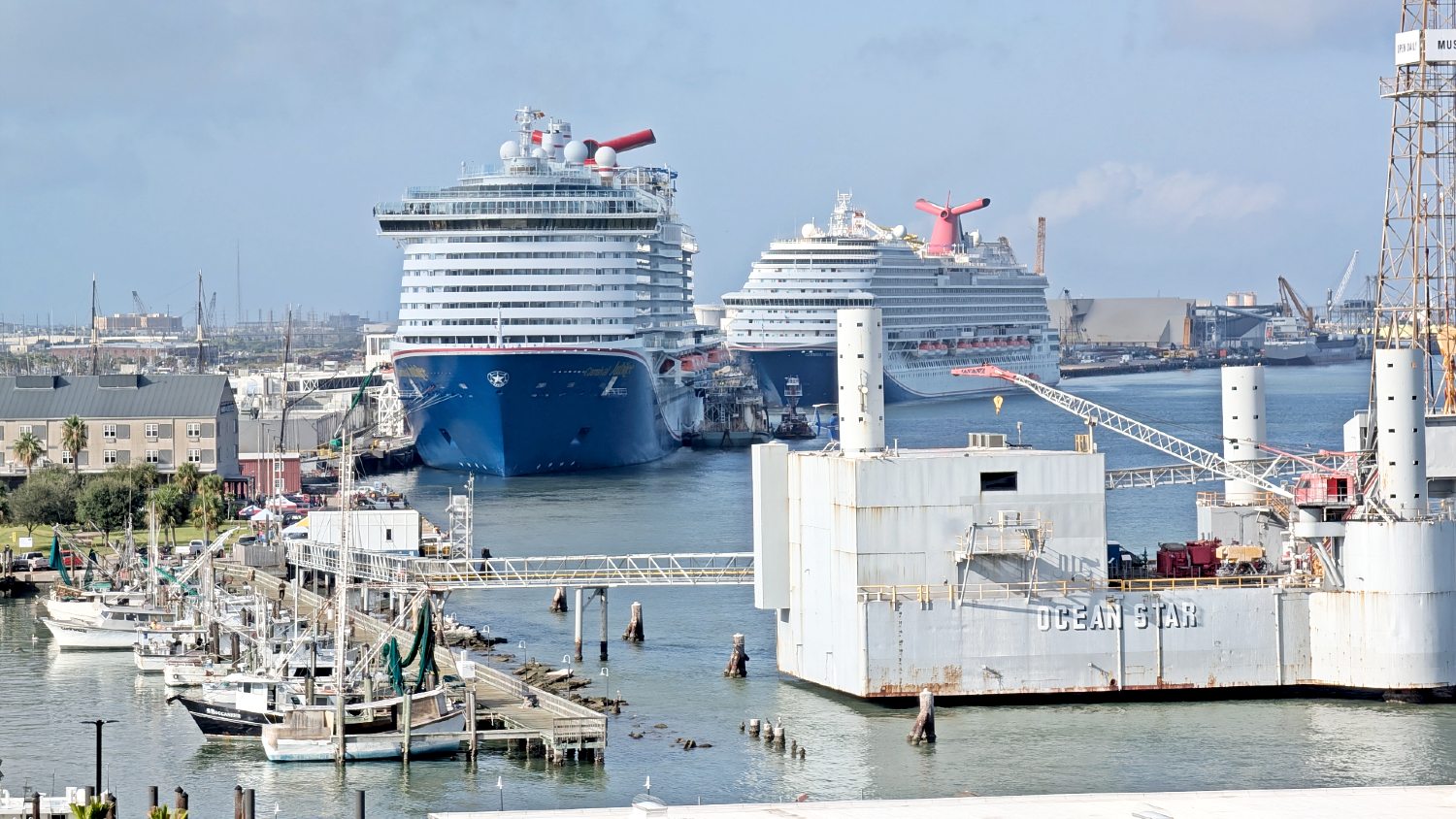 Two Carnival cruise ships in Galveston cruise port