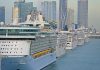 PortMiami cruise ships lined up on busy day