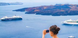 woman phone cruise ships