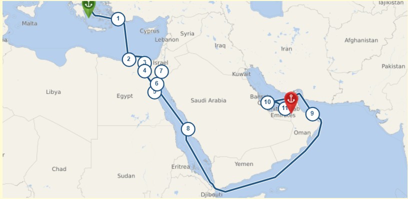 Norwegian Sky's final sailing route