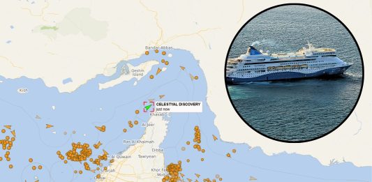 Celestyal Discovery sailing through strait of hormuz