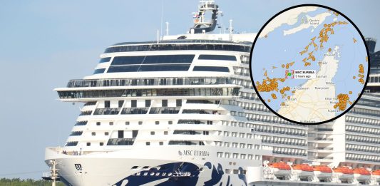 MSC Euribia crossing strait of hormuz