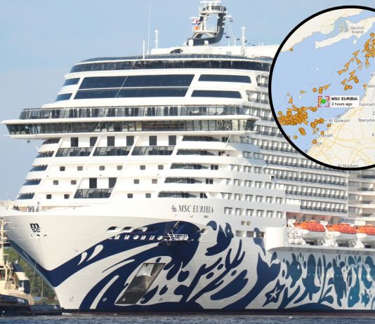 MSC Euribia crossing strait of hormuz