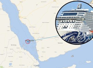 MSC Euribia sailign through Red Sea toward Suez Canal