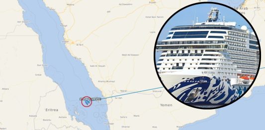 MSC Euribia sailign through Red Sea toward Suez Canal