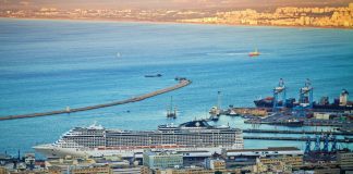 Haifa Israel cruise port MSC ship docked, Fantasia