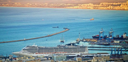 Haifa Israel cruise port MSC ship docked, Fantasia