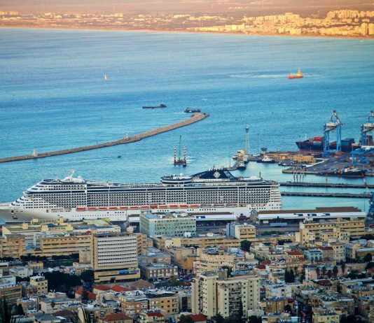 Haifa Israel cruise port MSC ship docked, Fantasia
