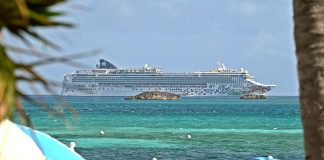 Norwegian Gem cruise ship near private island