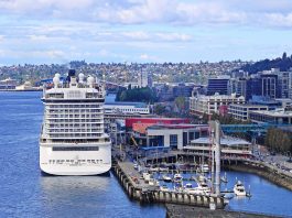Norwegian Joy in Seattle cruise port Pier 66