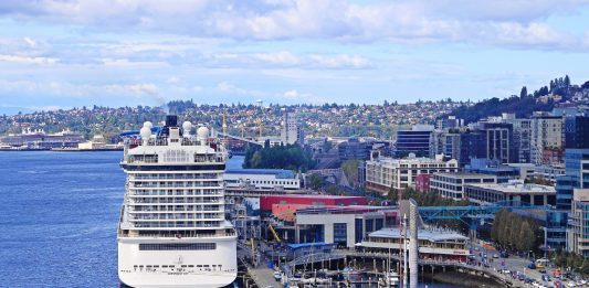 Norwegian Joy in Seattle cruise port Pier 66