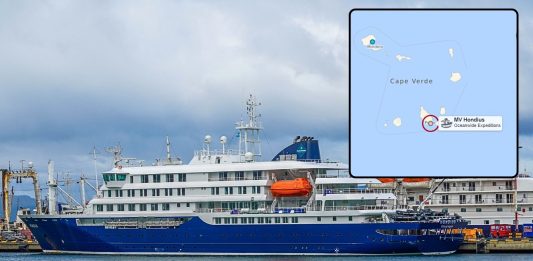 Update: 88 Passengers Isolated on Dutch Expedition Ship After 3 Hantavirus Deaths; Medical Evacuation Underway MV Hondius expedition ship near Cape verde with map and ship in port