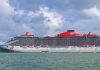 Virgin Voyages cruise ship in water