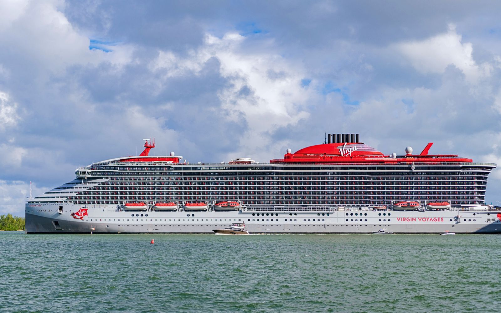 Virgin Voyages cruise ship in water