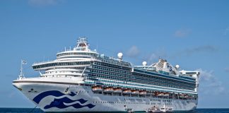 Caribbean Princess cruise ship in sea
