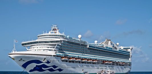 Caribbean Princess cruise ship in sea