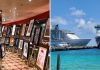 Cruise ship art gallery and cruise ships docked in port