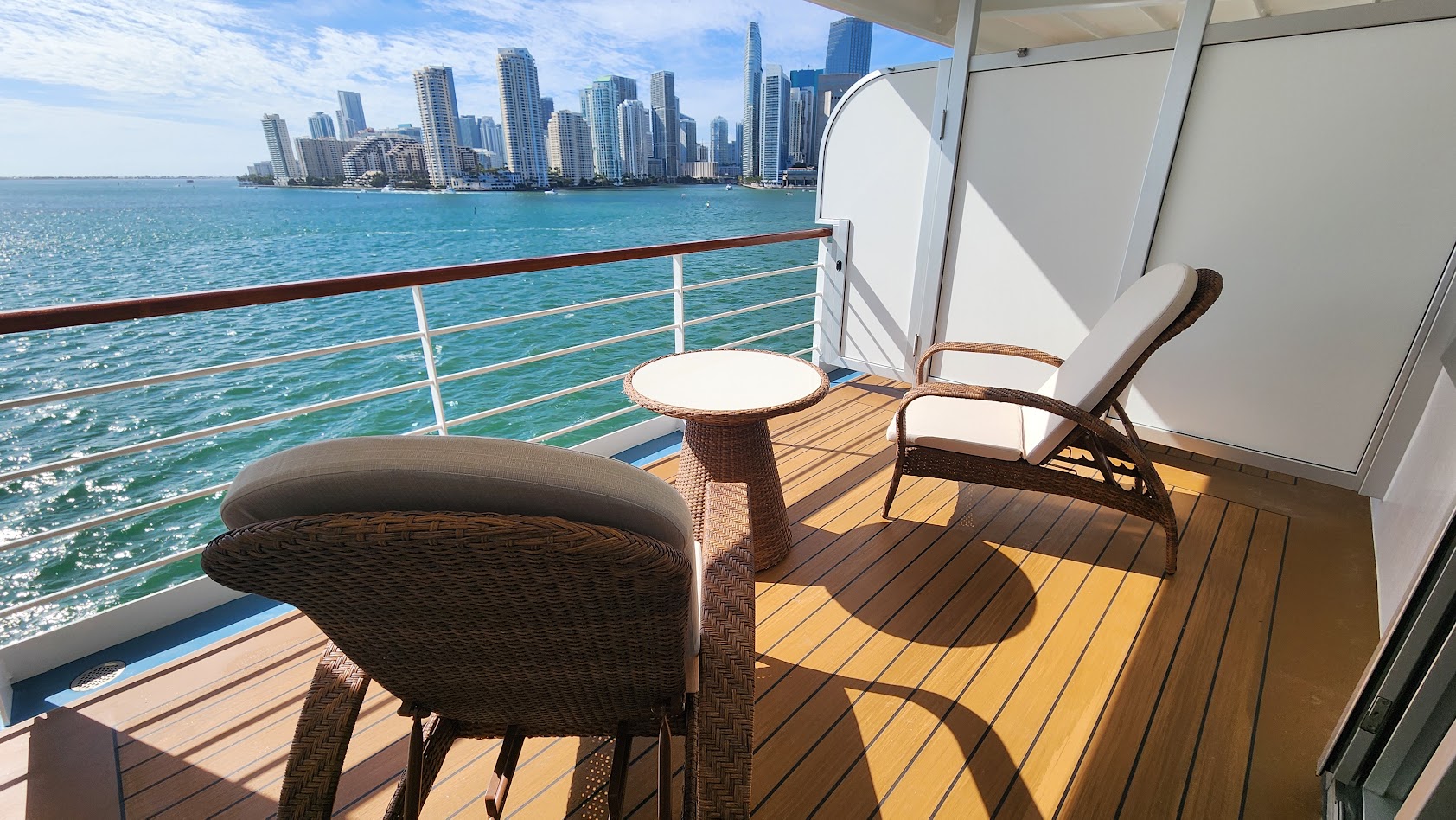 A balcony on Regent Seven Seas Grandeur.