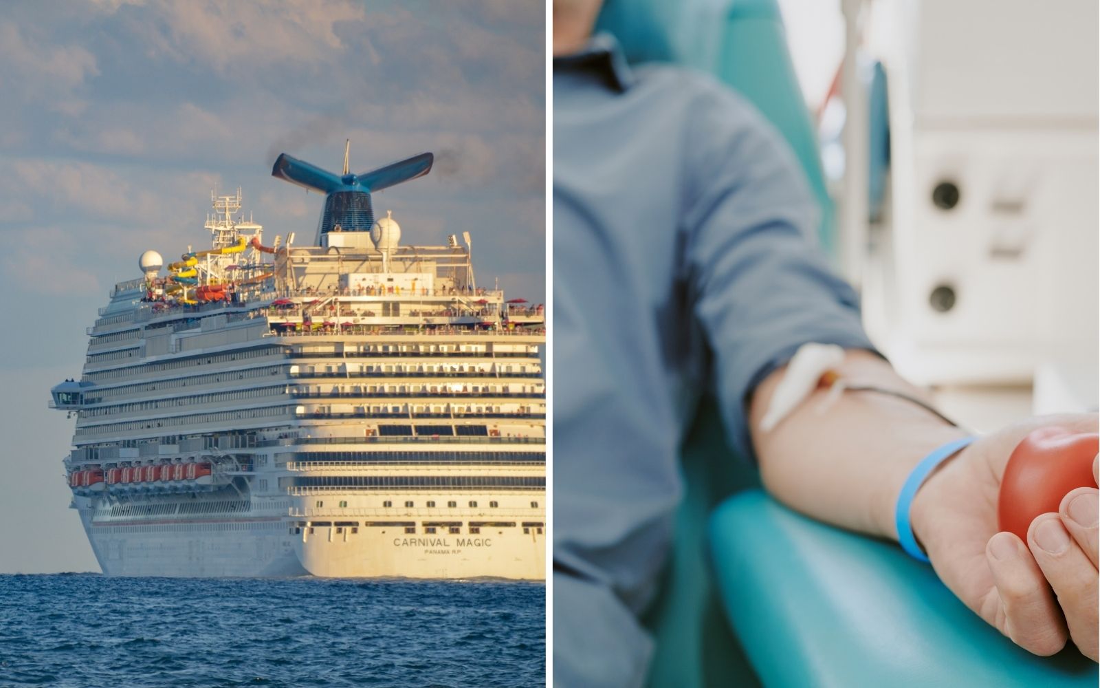 Carnival Magic cruise ship and blood donor