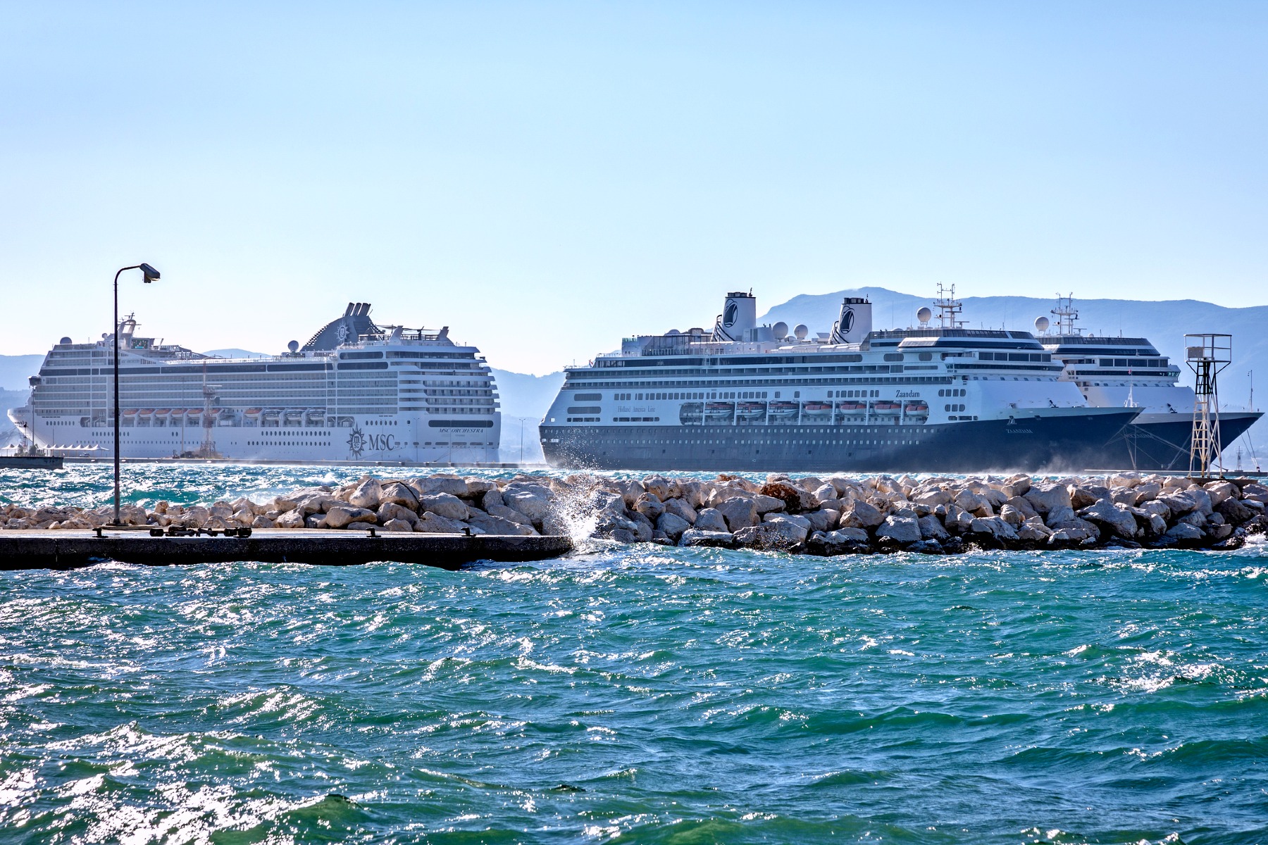 Cruise ships docked in corfu greece