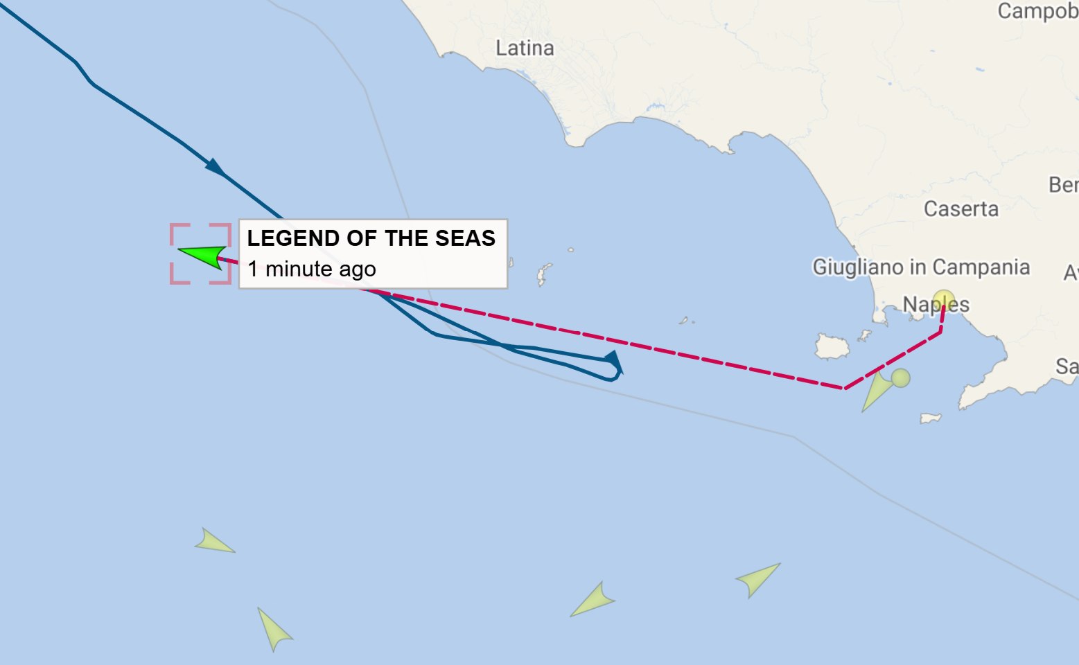Legend of the Seas sailing near Italy