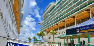 Royal Caribbean Cococay pier two ships docked