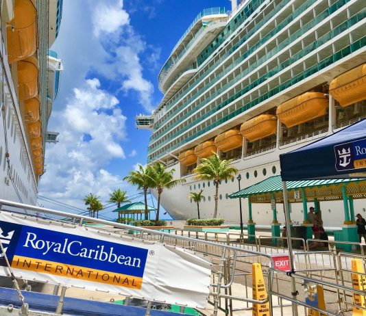 Royal Caribbean Cococay pier two ships docked