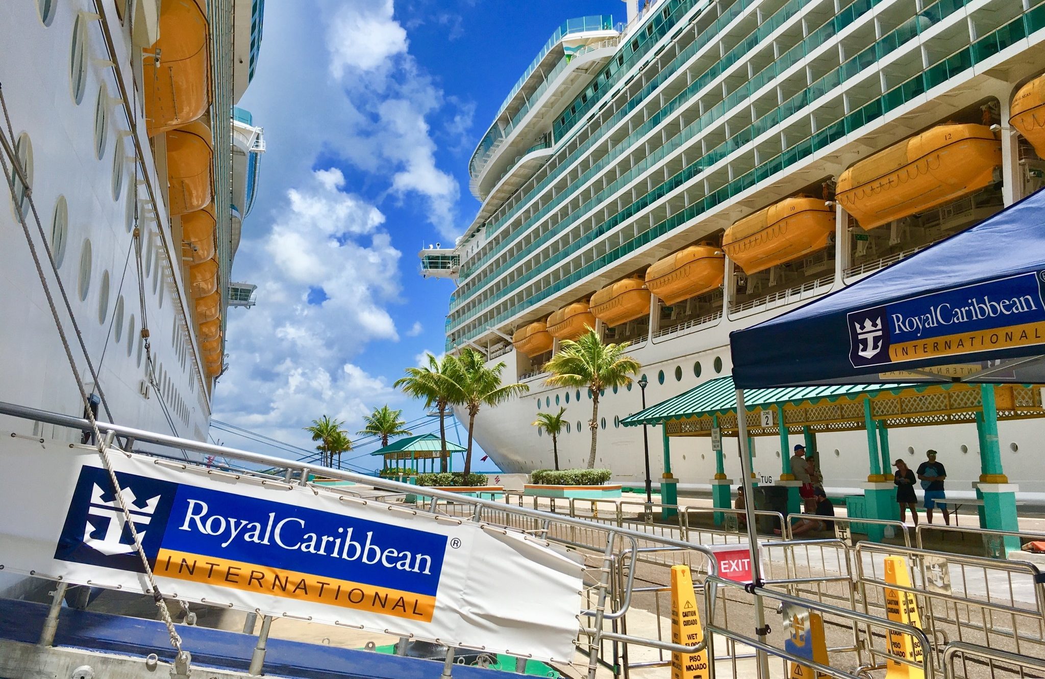 Royal Caribbean Cococay pier two ships docked