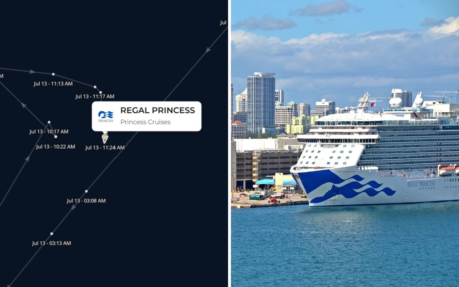 Regal Princess search underway with tracking data showing search pattern