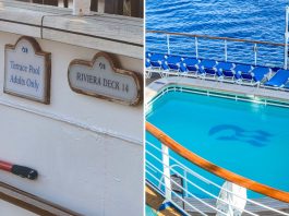 Princess Cruises aft pool Adult Only sign.