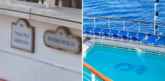 Princess Cruises aft pool Adult Only sign.