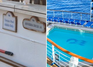 Princess Cruises aft pool Adult Only sign.