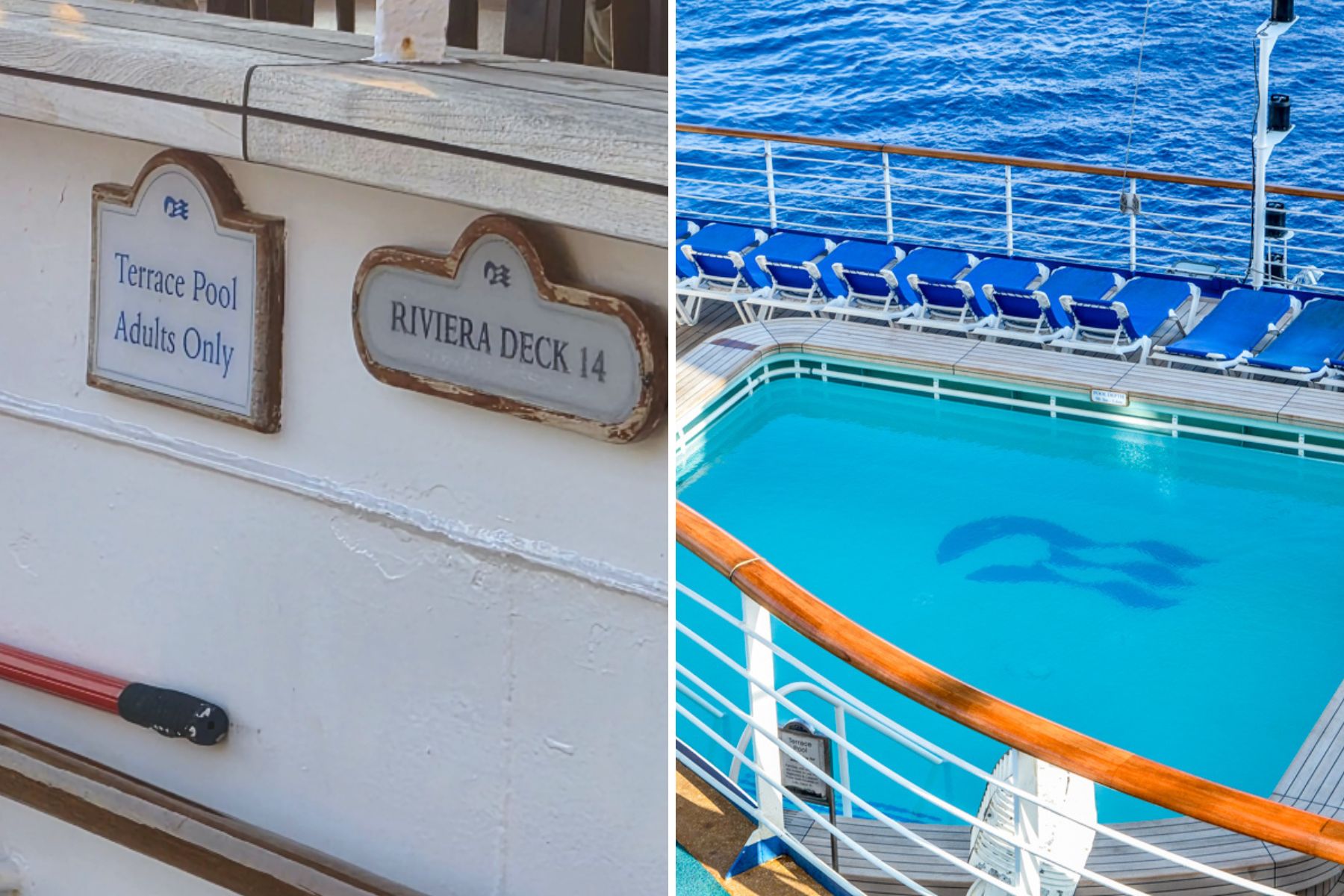 Princess Cruises aft pool Adult Only sign.