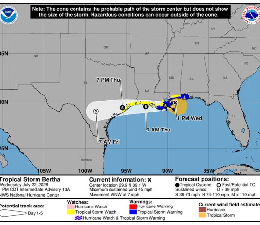Carnival Cruise Line Eyeing Tropical Storm Bertha for Tomorrow’s Sailing Tropical Storm Bertha