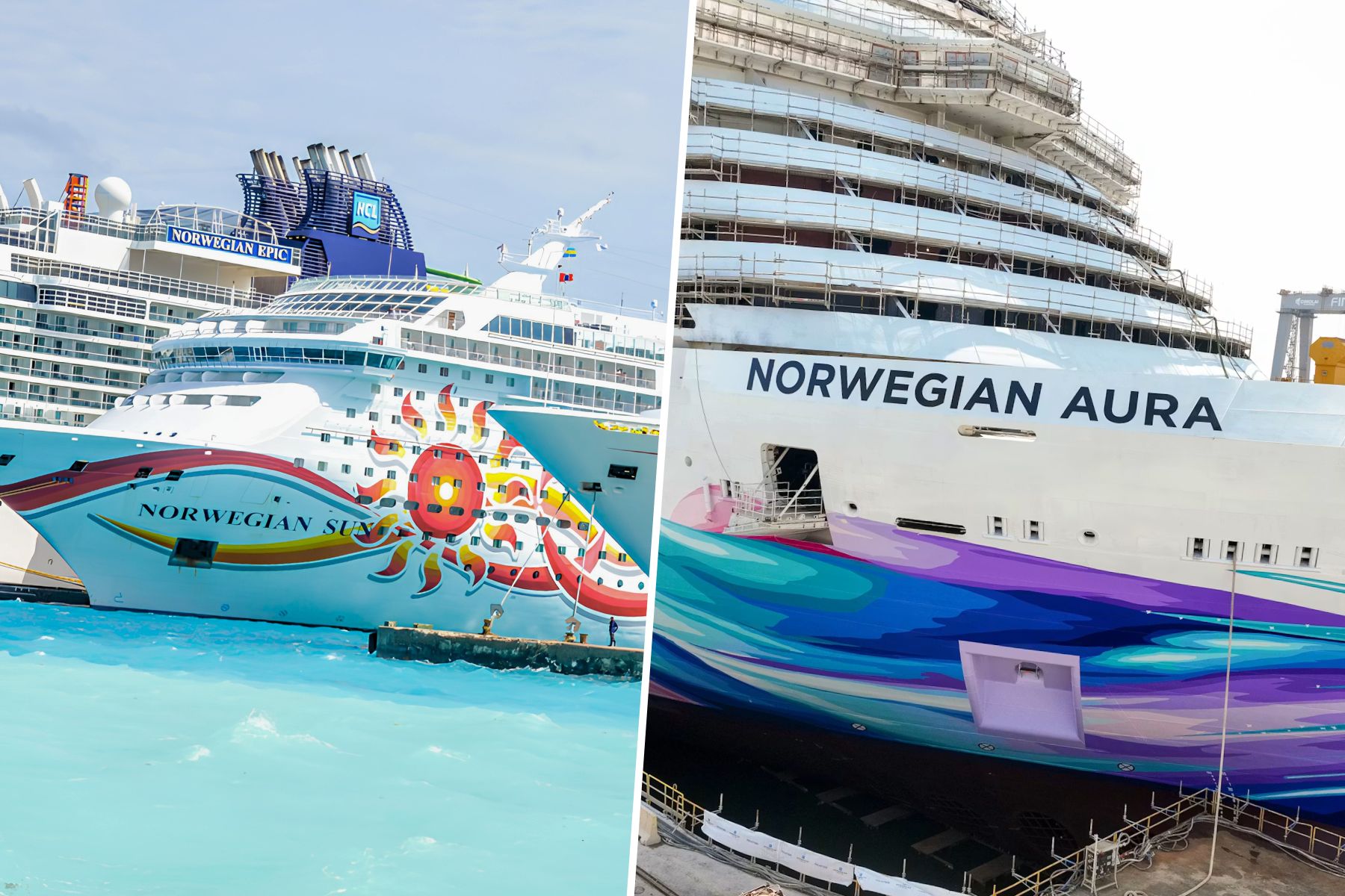 Norwegian ships leaving and being added