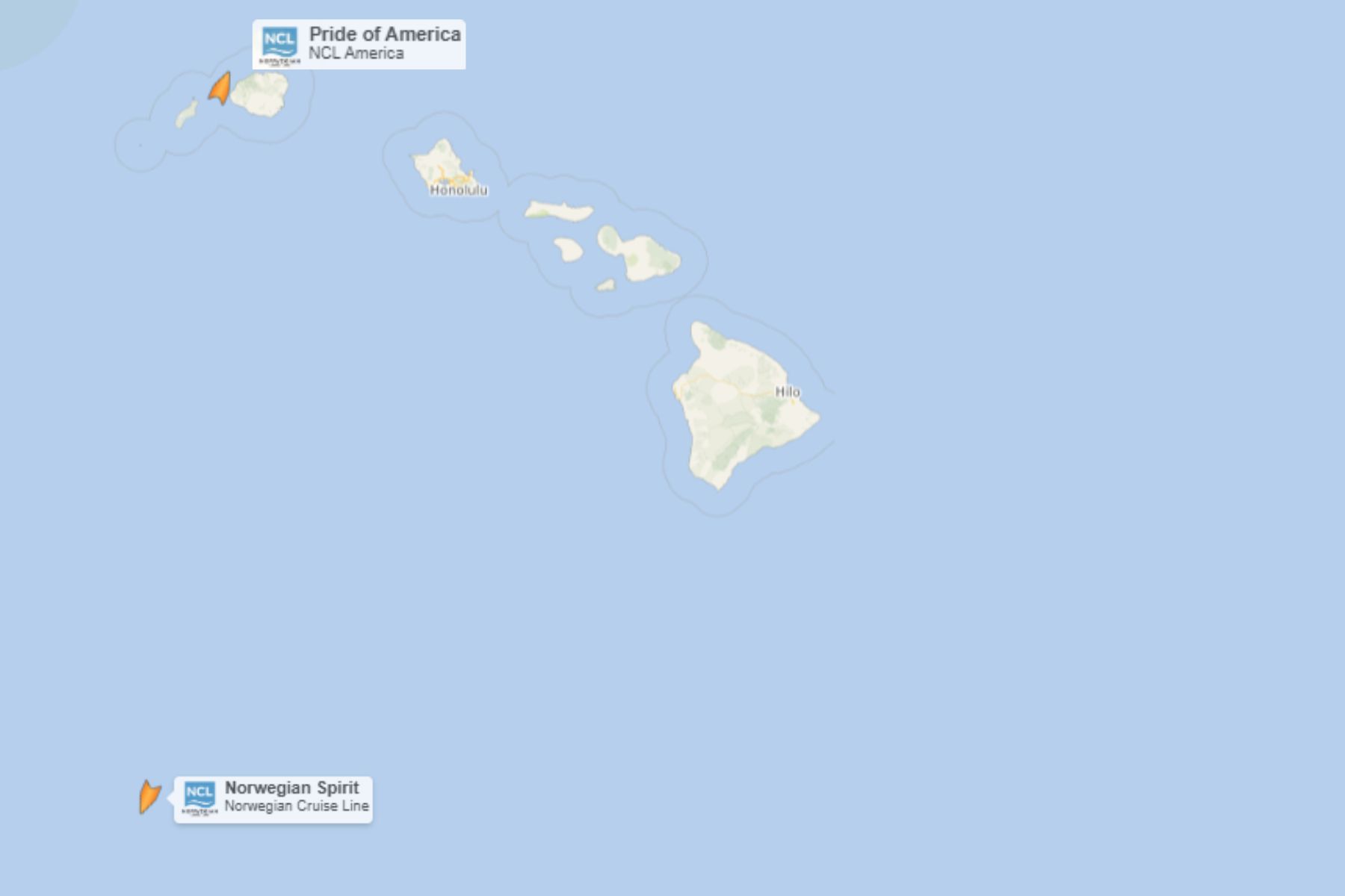 Norwegian Spirit and Pride of America (CruiseMapper)