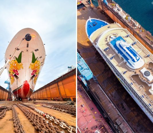 Cordelia Cruises shows Cordelia Sun in Dry Dock