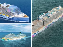 Hero of the Seas, Norwegian Aura and Beachcomber cruise ships