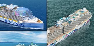 Hero of the Seas, Norwegian Aura and Beachcomber cruise ships