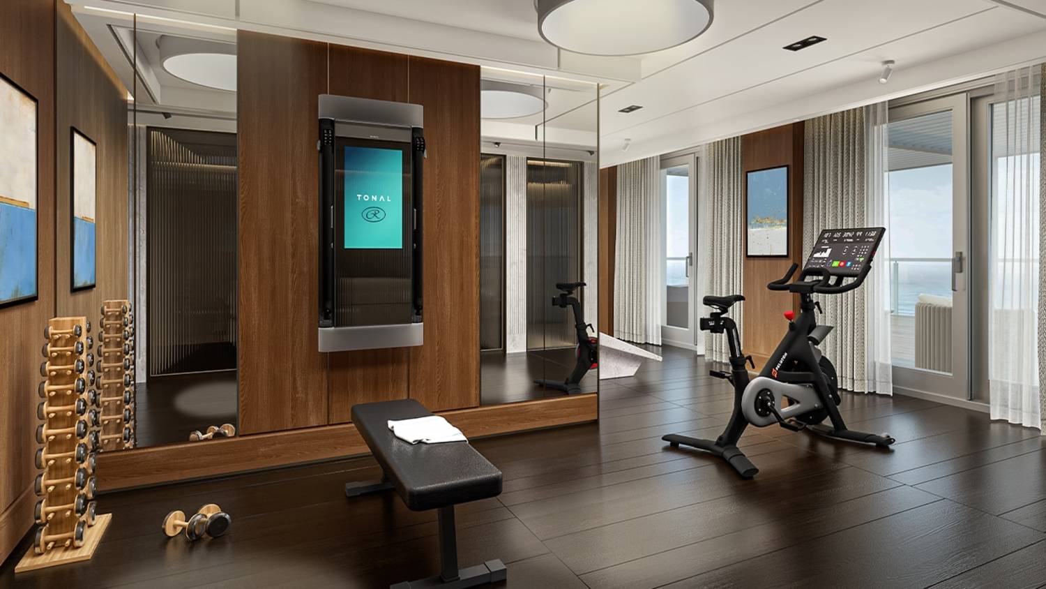 In-suite gym on Seven Seas Prestive Skyview Regent Suite