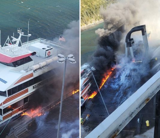 Norwegian Jade crew fight fire on Whittier dock