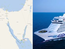 Aroya Cruises ship in Red Sea