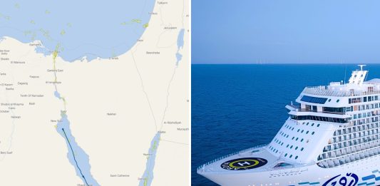 Aroya Cruises ship in Red Sea