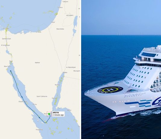 Aroya Cruises ship in Red Sea