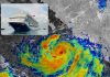 Hurricane Rachel off Western Mexico, with inset image of Carnival Panorama