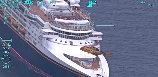 Video image of dramatic rescue on Disney Wonder